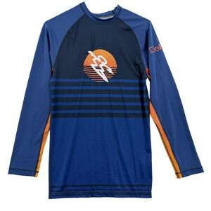 DaHui Rash Guard Shirt Mens Medium Blue Orange Long Sleeve Surf Hawaii